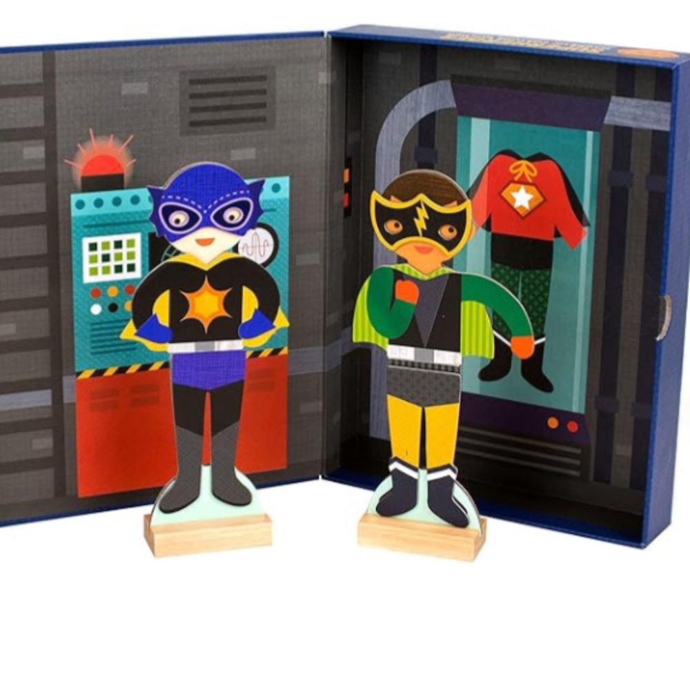 Petit Collage Magnetic Dress Up, Make-Believe Super Hero’s Toy Game Board